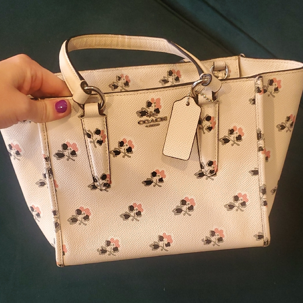 Coach Cream Tote with Floral Design